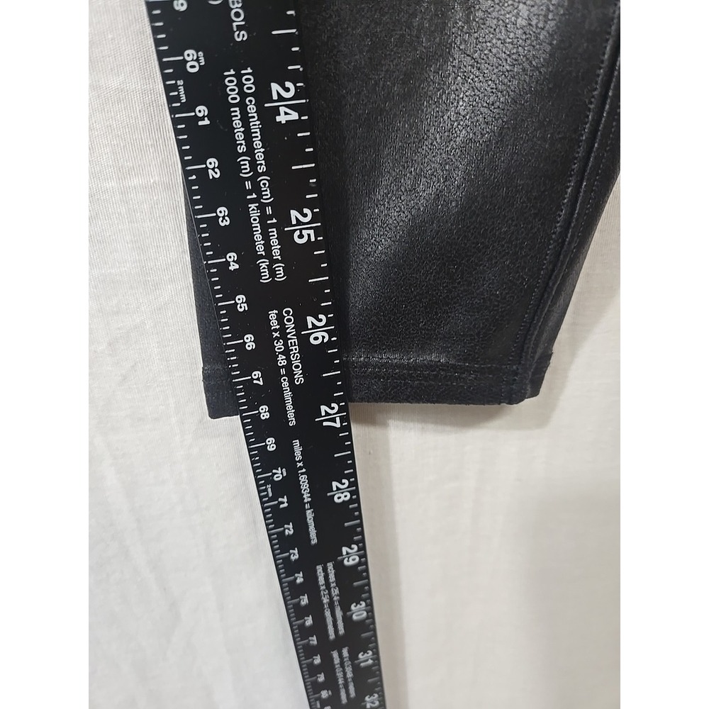 SPANX Faux Leather Leggings Solid Black Women's Size L Stretch Mid Rise - Picture 10 of 10